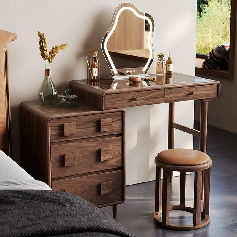 Makeup Vanity with Light mirror,5 drawers,1 chair