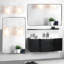 1 miroir de salle de bain de 40 po x 30 po à coins arrondis en argent brossé pour cadre mural en métal
