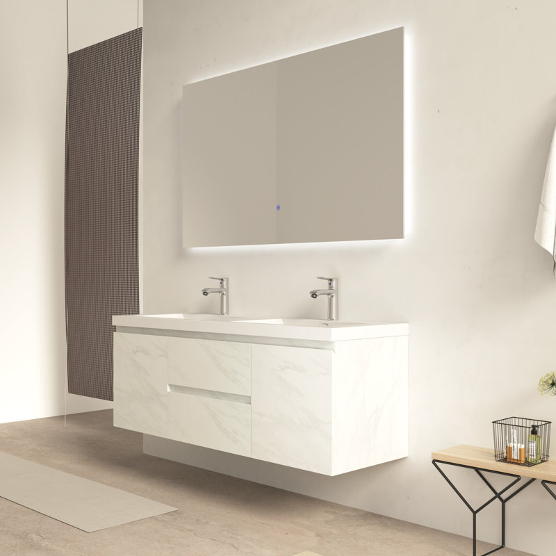 Ensemble de meuble-lavabo mural 60 po à deux tiroirs et 2 portes 2 portes