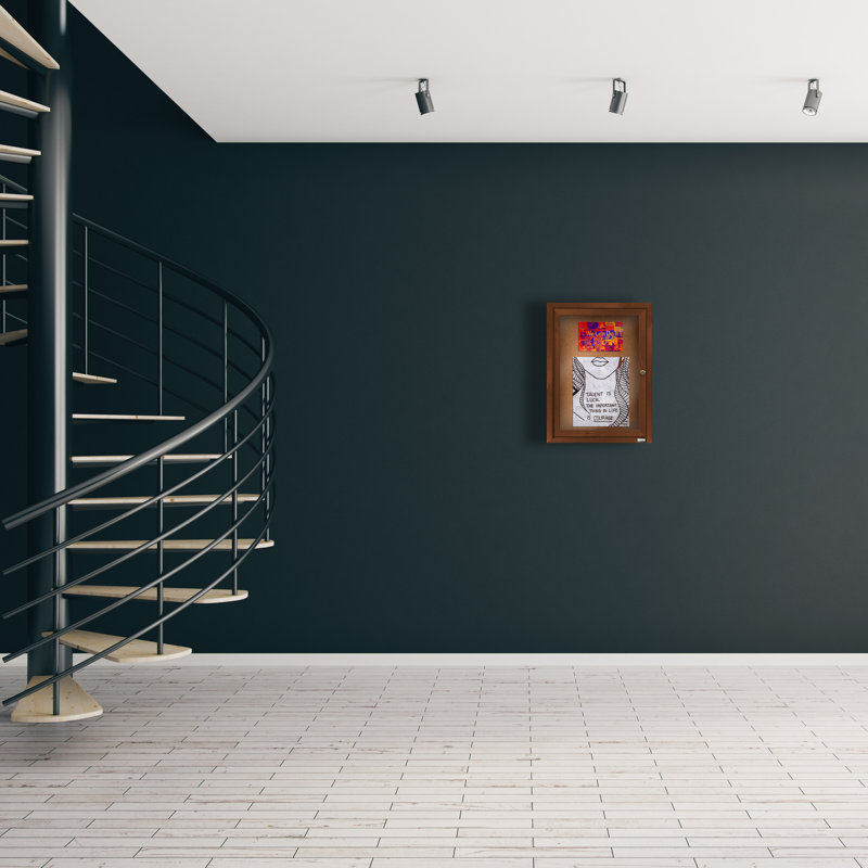 Tableau d’affichage mural en aluminium encastré, Bois de noyer, Un, H 24 po x l 18 po
