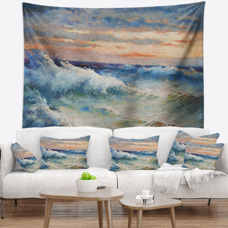 Tapisserie «Seascape Waves Pendant Storm», H 50 po x l 60 po