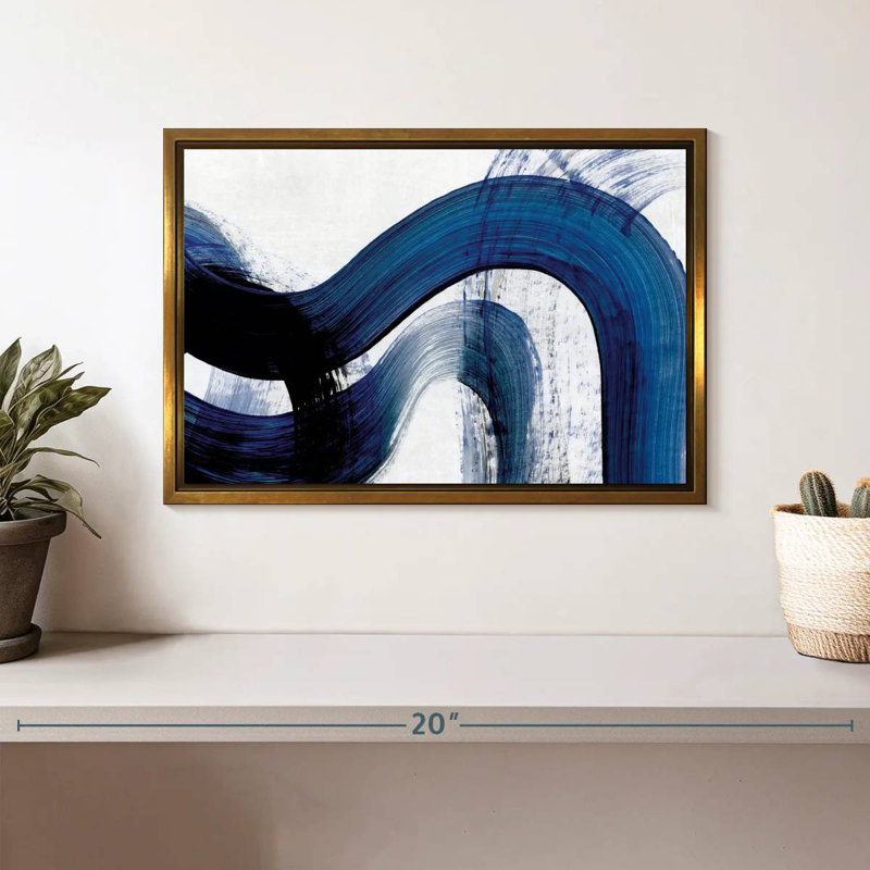 Blue Clota Curves, Cadre flottant doré, 13 po x 9 po
