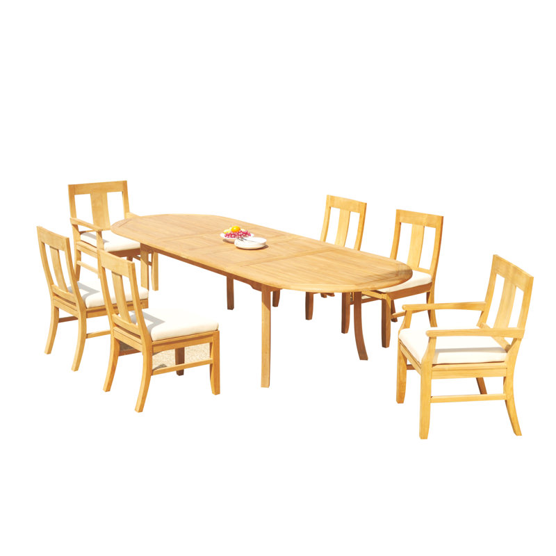 Ensemble de salle à manger en teck Kevon, L 94 po x l 40 po x H 30,5 po, 6