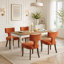 Ensemble de 2 chaises de salle à manger de style Mid-Century moderne, dossier courbé rembourré en tissu de lin ferme avec clous en cuivre, chaises de cuisine avec cadre en bois franc, orange-1950357854