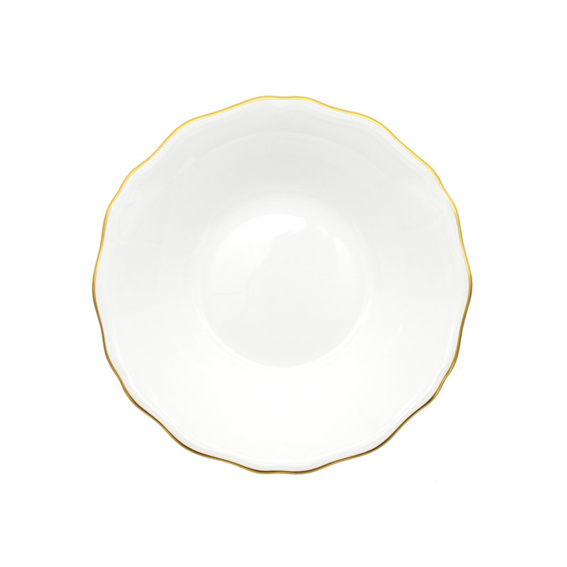 Amelie Bone China Dining Bowl, Brushed Gold/White
