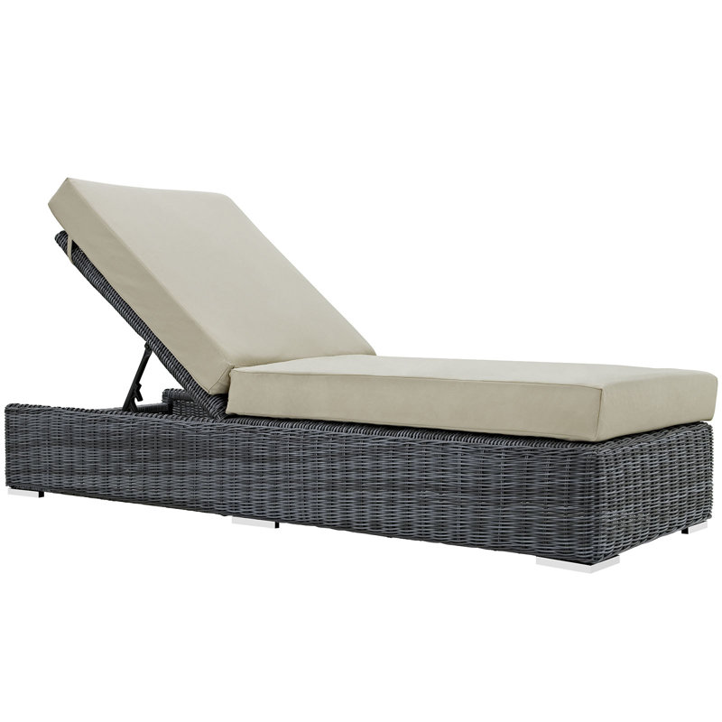 Summon Outdoor Patio Sunbrella Chaise Lounge, Antique Beige Sunbrella® Canvas
