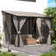 Lean-To Wall-Mounted Pergolas With Curtains And Netting-922985642