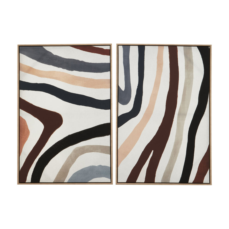 Set Of Two Multi Coloured Wall Art