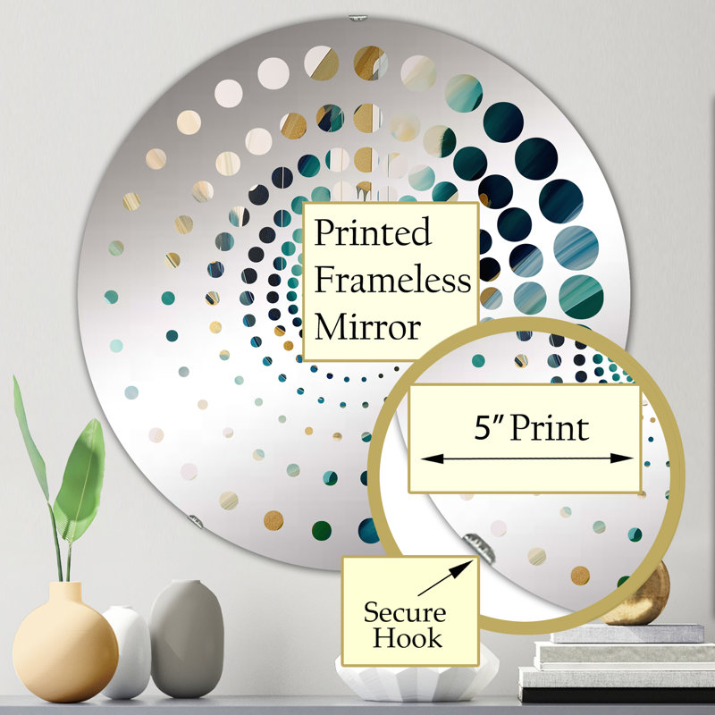 Crème et vert harmonique Convergence III - Miroir décoratif à spirales MIR102458 C, 23,6 po x 23,6 po