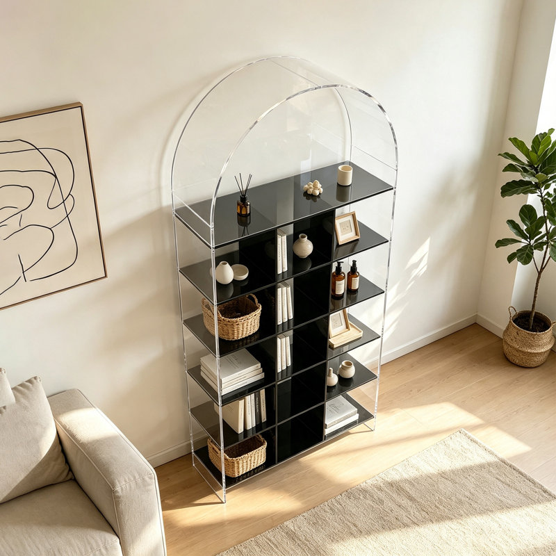 Bibliothèque en acrylique transparent, H 70,87 po x l 31,5 po x P 9,84 po