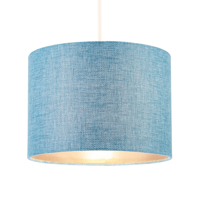 18cm H Linen Drum Lamp Shade ( No Direct Attachment Method ) in Blue