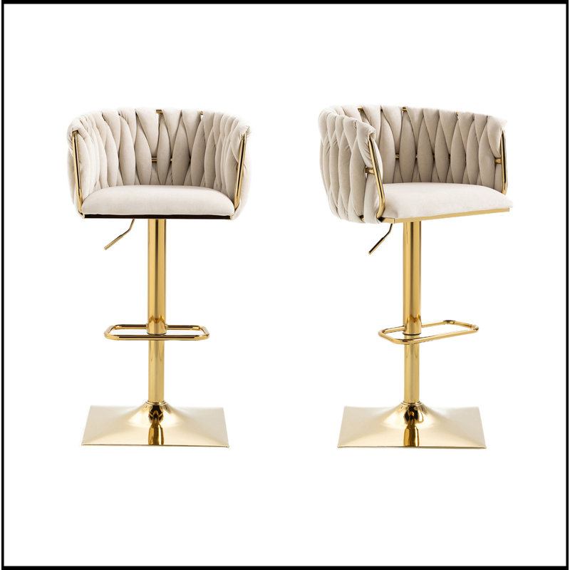 Tabourets de bar rétro avec dossier et chaises à hauteur de comptoir 2 pièces / ensemble, Beige