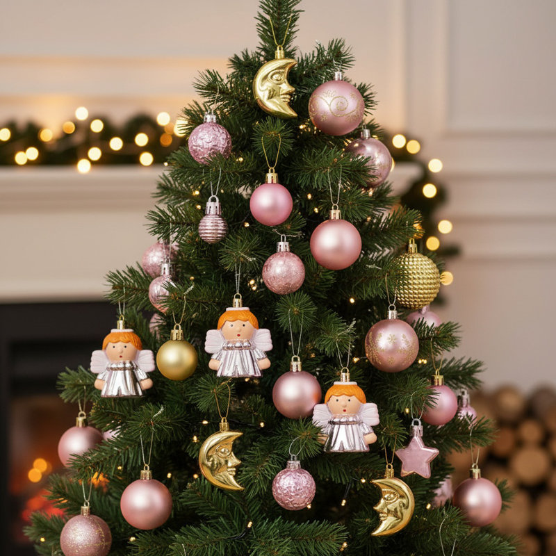 Ensemble de 72 boules de Noël en plastique avec boules de Noël suspendues multicolores