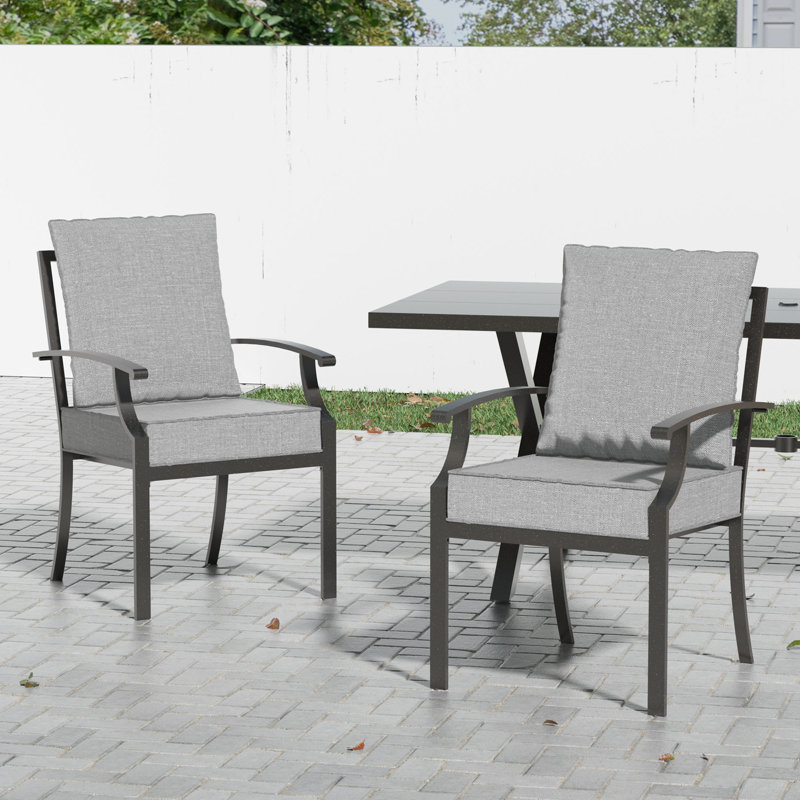 Fauteuil de salle à manger empilable en métal avec coussins Ikeam, Gris
