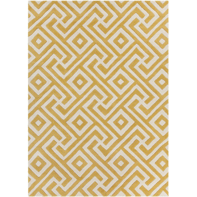Tapis géométrique moderne en laine jaune et doré touffeté à la main Electra Authentic