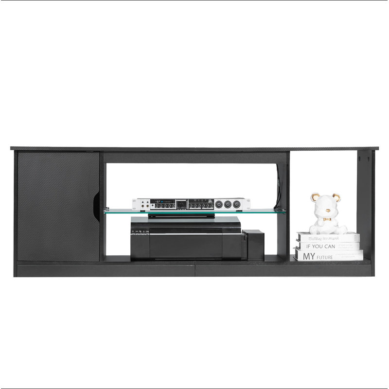 Meuble télé pour téléviseur de 65 po ou moins avec meuble télé avec tablette en verre