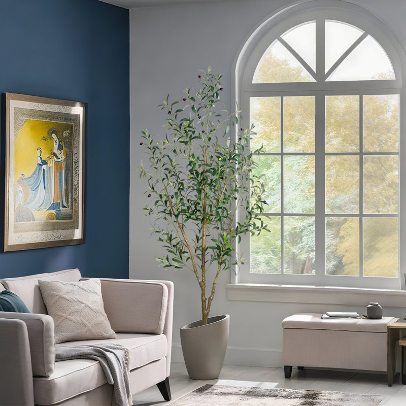 6FT Faux Olive Tree With Fruit And Realistic Leaves For Home Decor, 72.83" H x 27.56" W x 27.56" D