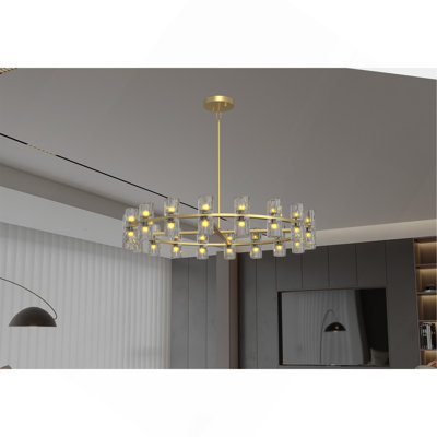 Modern 36" Gold Round Chandelier Light Fixture