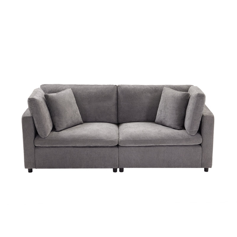 82.7” W Oversized Down-Filled 2-Seater Modular Sofa, Gray