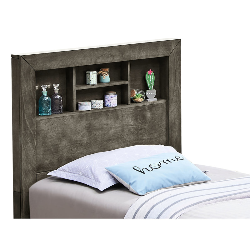 Lit simple gris paisible de 48 po, conception transitionnelle et lit robuste avec style