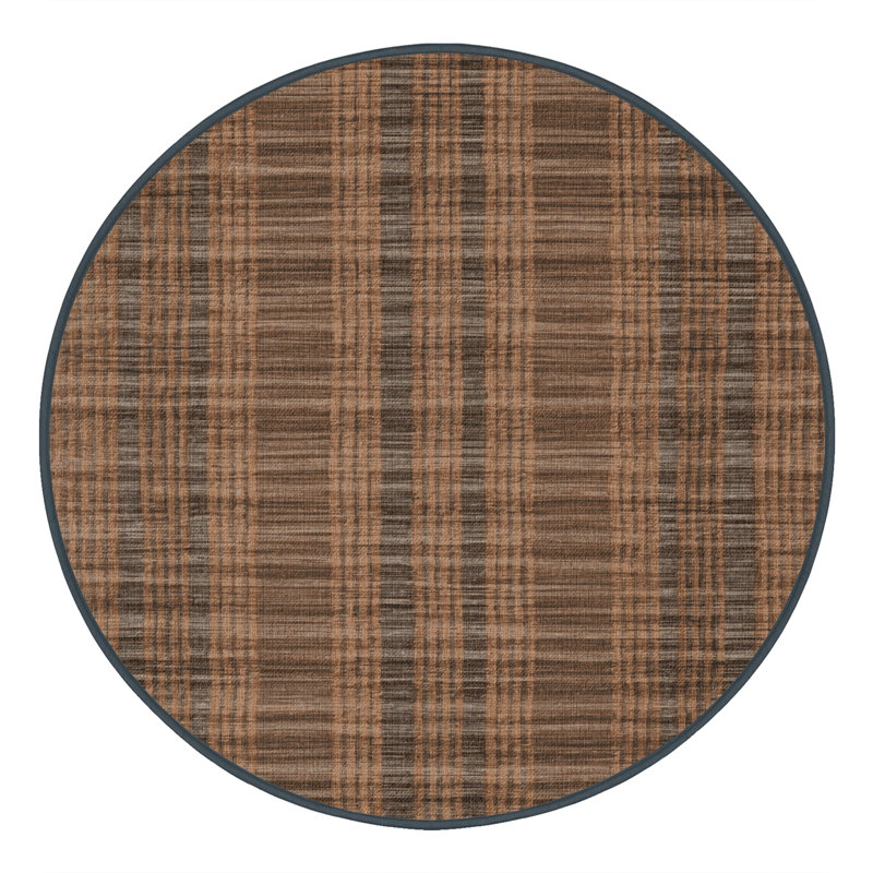 Tapis botanique brun lavable à la machine, Rond 6 pi