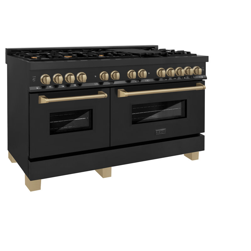 ZLINE Autograph 60" Legacy Dual Fuel Range, Black Stainless Steel and Champagne Bronze
