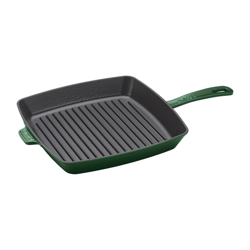 Staub 12-inch Basil Green Cast Iron Square Grill Pan
