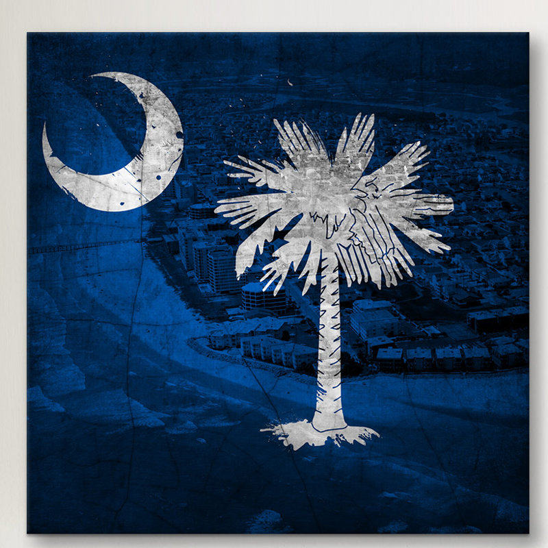 "flags south caroline myrtle beach" , impression sur toile tendue, H 26 po x l 26 po x P 0,75 po