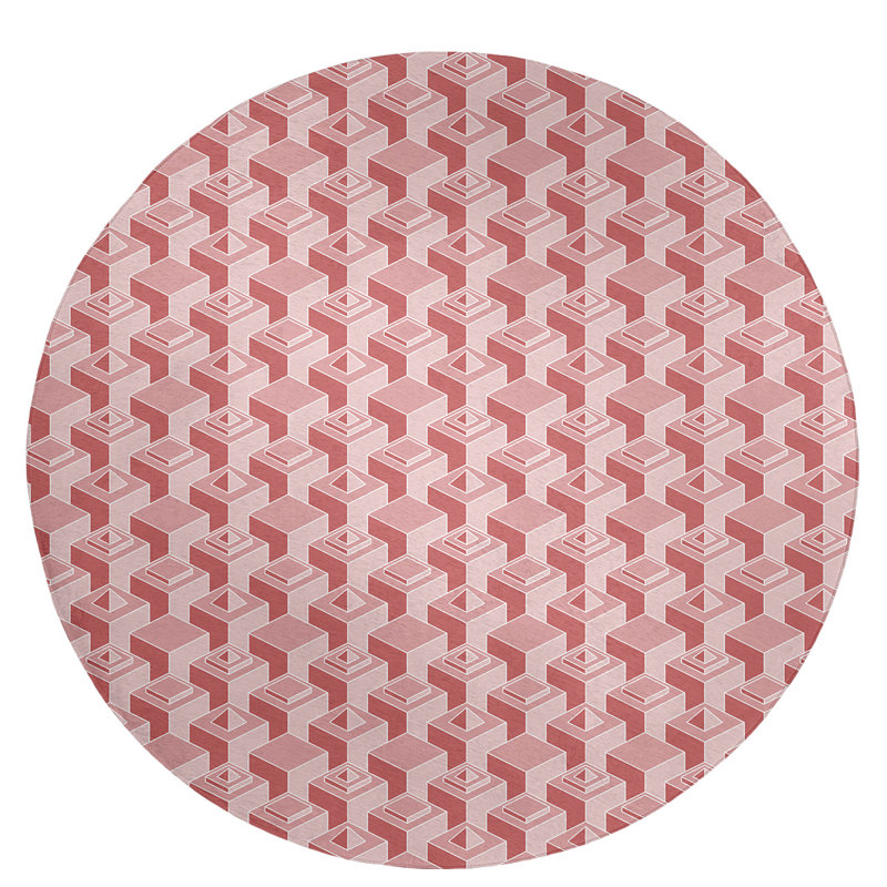 Chenille Geometric Indoor Rug, Round 5'