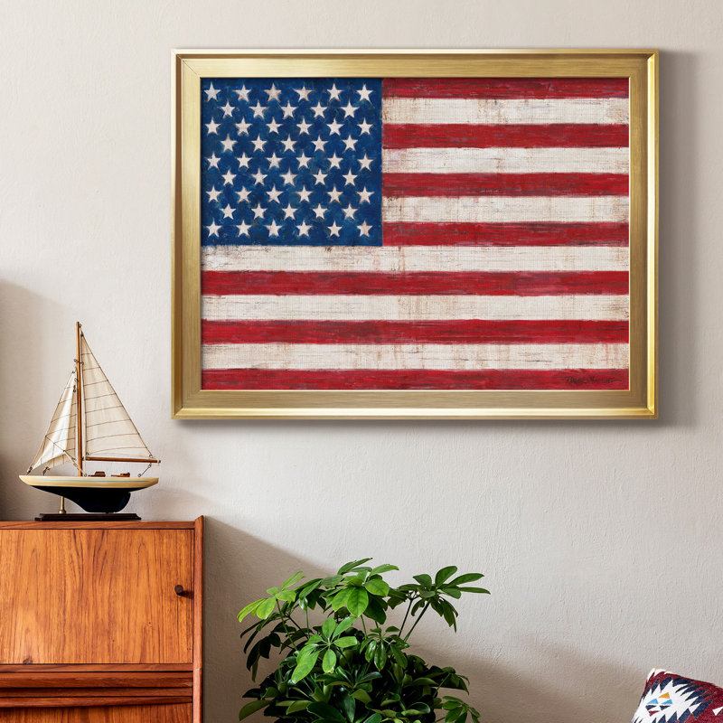 Toile encadrée de qualité supérieure Old Glory - prête à être accrochée, Cadre doré, H 30,5 po x l 42,5 po x P 1 po