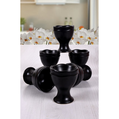 Ensemble de coquetiers élégants, noir mat, 2,3 x 1,7 x 1,7 pouces | 100% céramique, antibactérien et résistant aux chocs thermiques | Facile à nettoyer, va au lave-vaisselle et au micro-ondes, parfait pour le petit déjeuner et le brunch