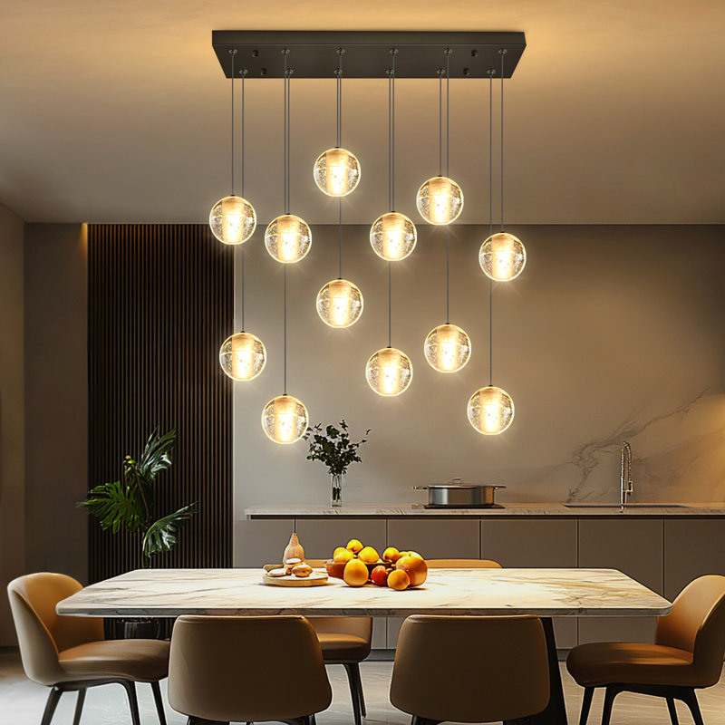 Lustre en cristal 12 lumières DEL, Noir mat