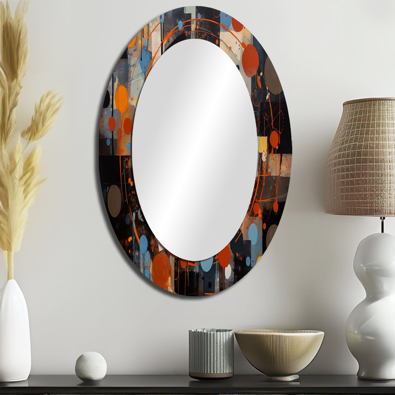 Fascinating Abstract Shapes III - Miroir rond abstrait à décor mural_MTMIR60207, 36 po x 24 po, Ovale