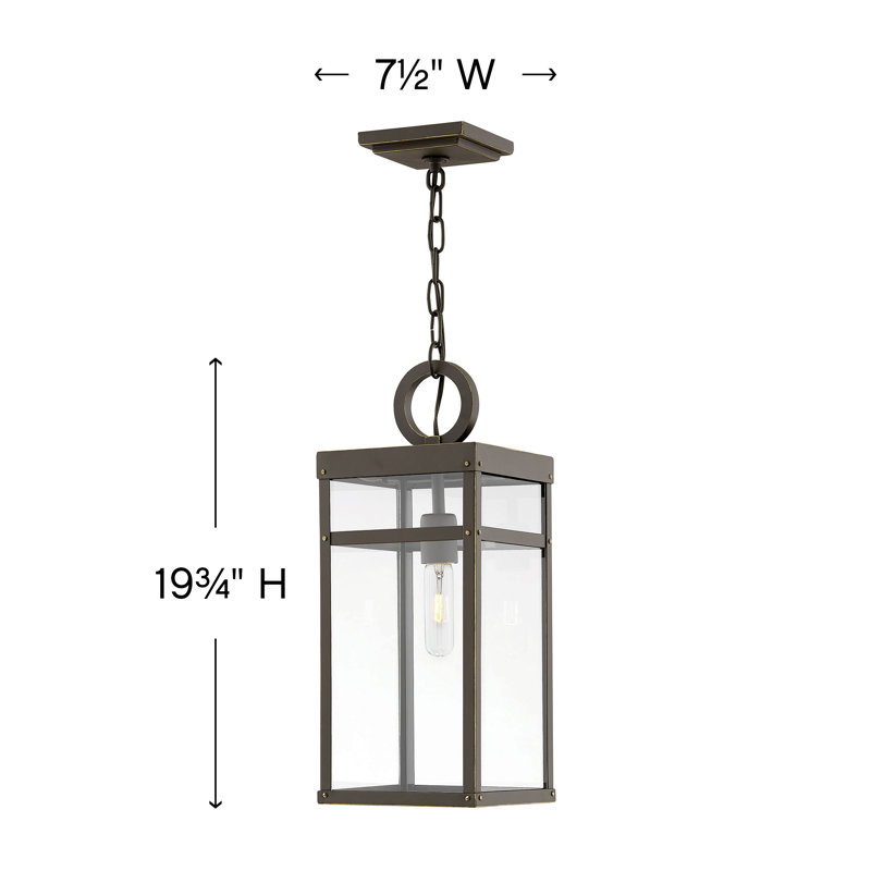 Porter 1 -Bulb 19" H Outdoor Hanging Lantern, Oil Rubbed Bronze