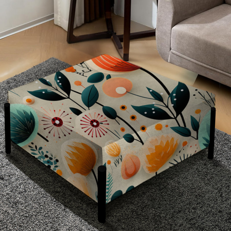 Multicolore motif floral contemporain - grand repose-pieds carré floral