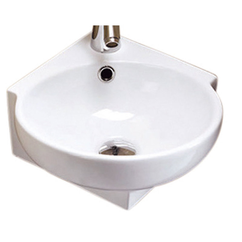 White Stone 395mm L x 395mm W White Ceramic Circular Sink with Overflow