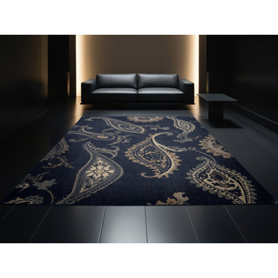Machine Washable Peoro Traditional Paisley Rug in Gray – Binding
