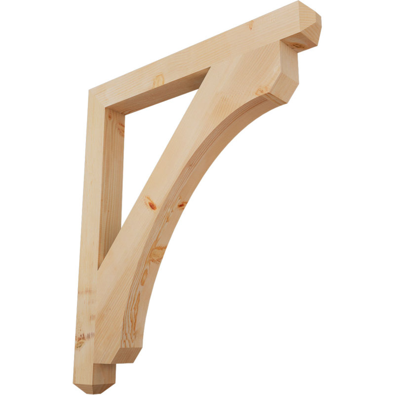 H Support en bois / corbeau, 44" H x 3.5" W x 38" D, Douglas (lisse)