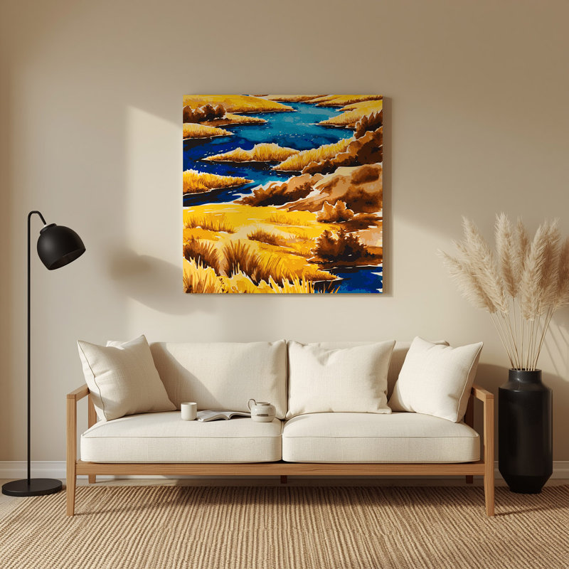 «Watercolor Landscape 74», art mural en métal jaune, H 12 po x l 12 po