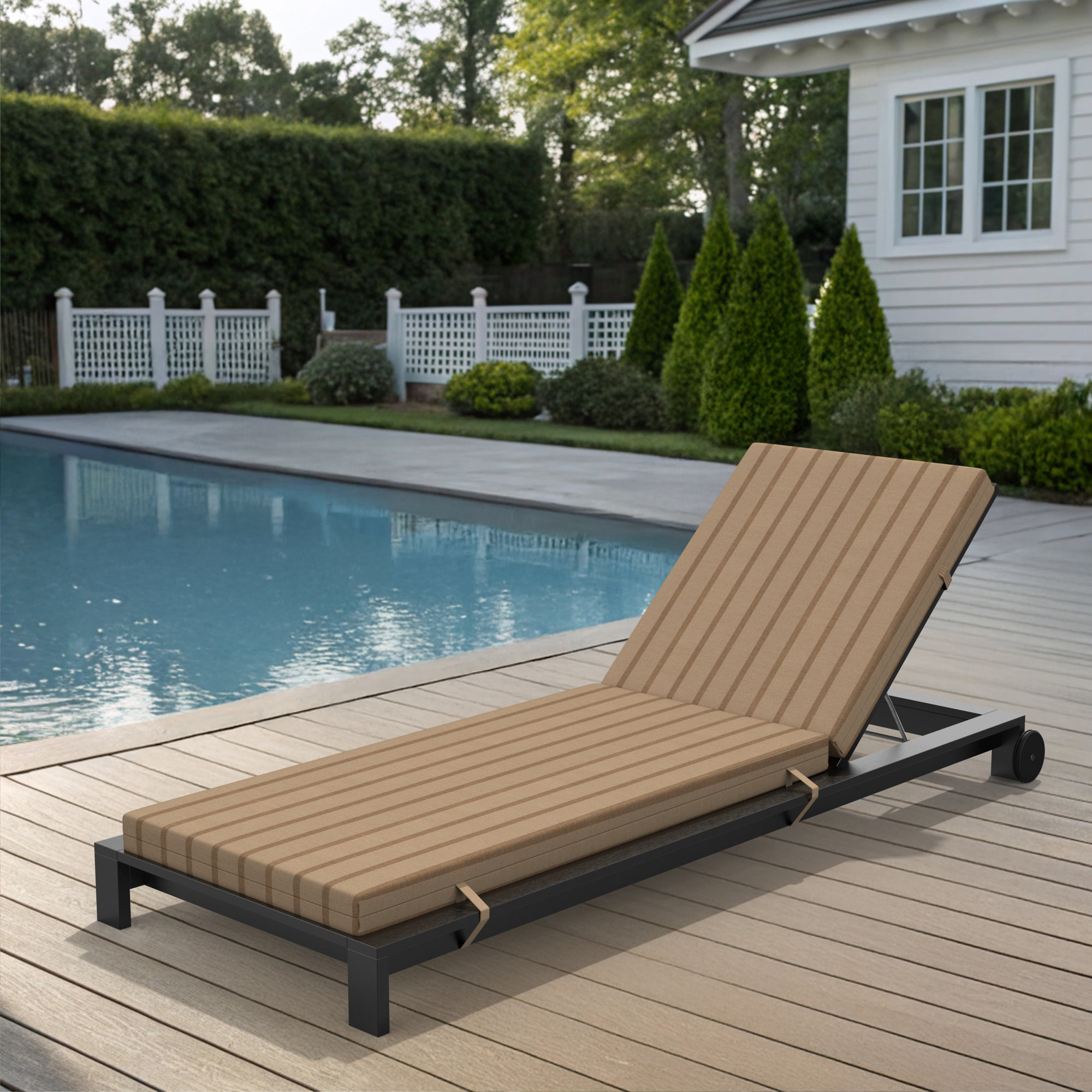 Lani Sunbrella Outdoor Chaise Lounge Cushion, Unwind Driftwood, 25" W x 50" D