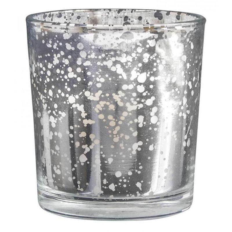 Silver Finish Glass Votive Candle Holder