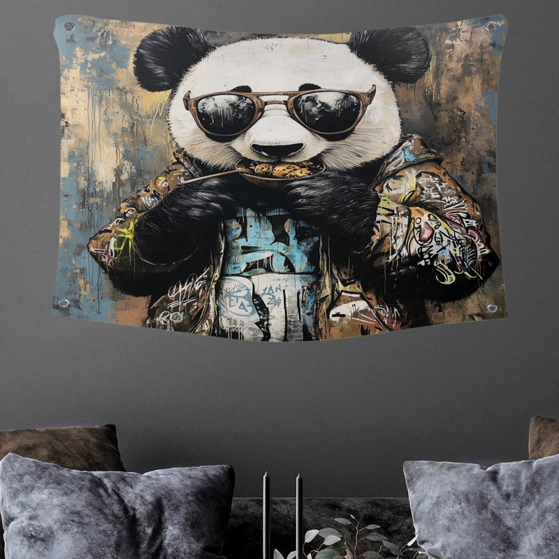Tapisserie murale Panda, H 68 po x l 80 po