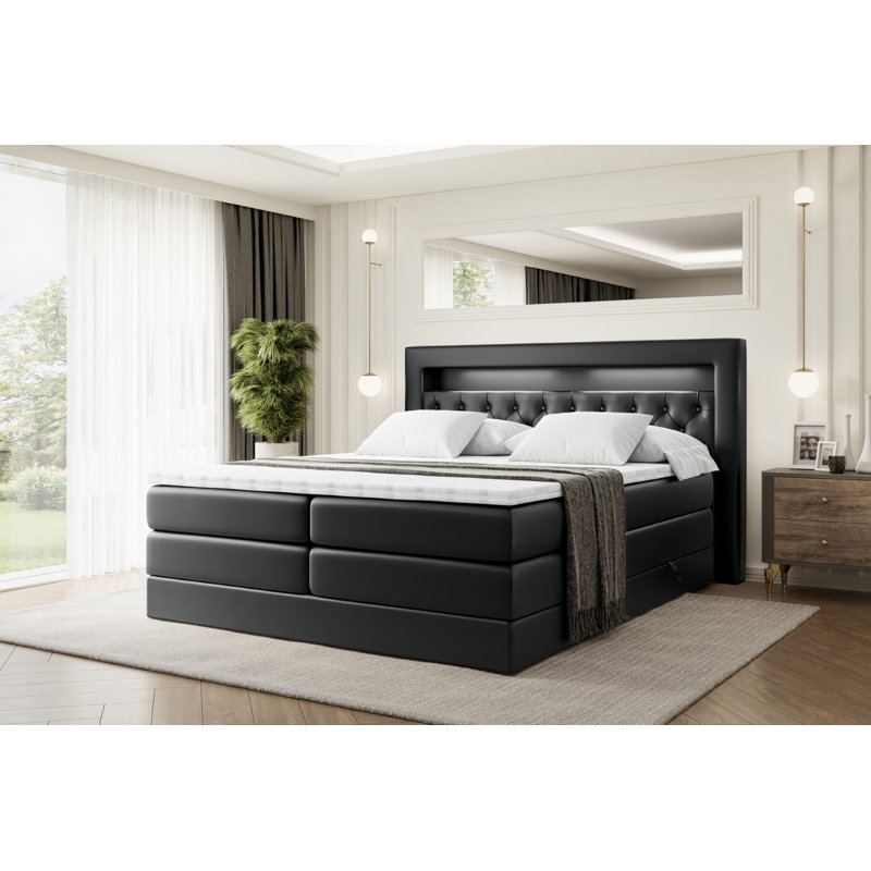 Bed, 200 x 200 cm, Black