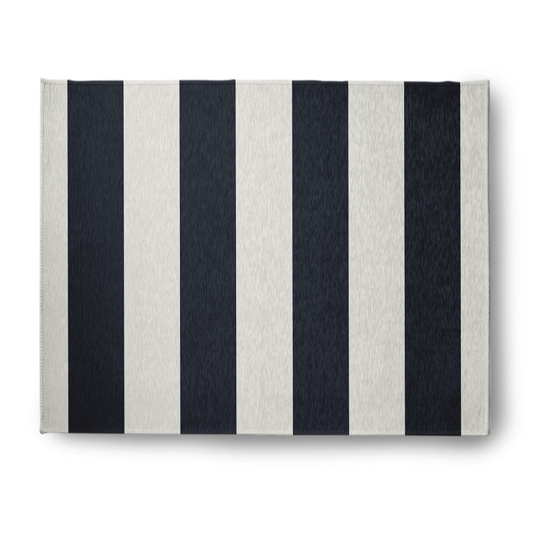 Lucene Striped Flatweave White/Navy Area Rug