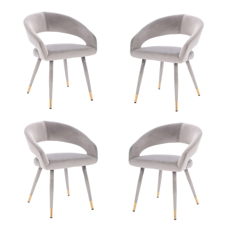 Chaise avec accoudoirs en velours Jaelyne