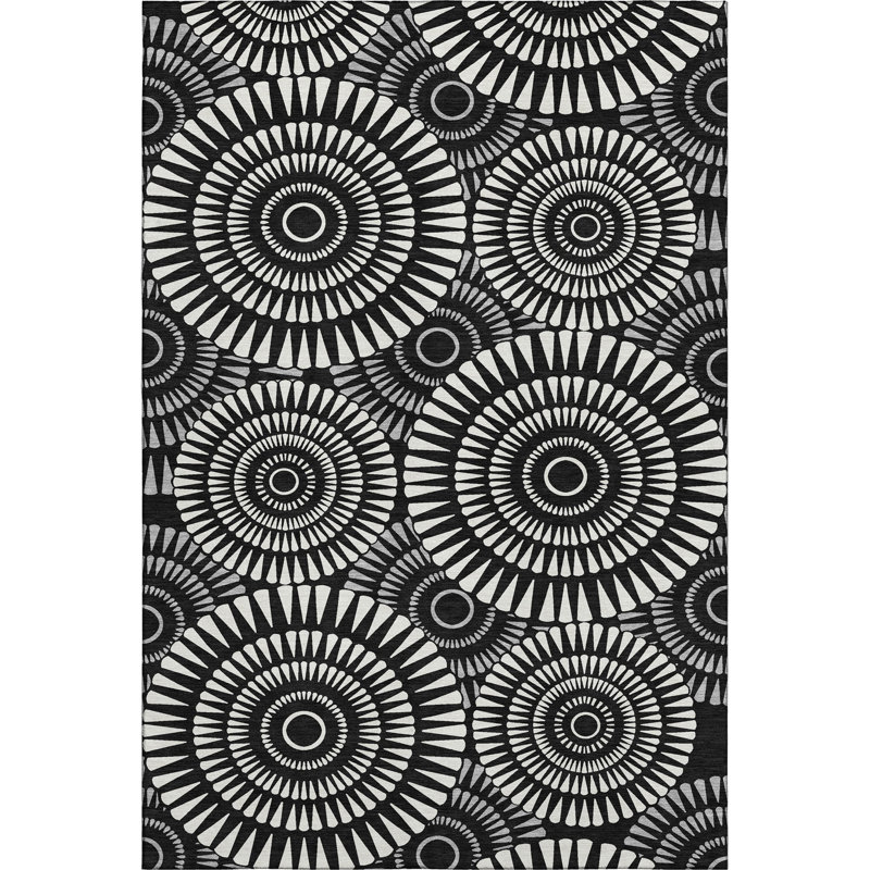 Tapis noir Prisco lavable à la machine de qualité supérieure, Rectangle 10 pi x 14 pi