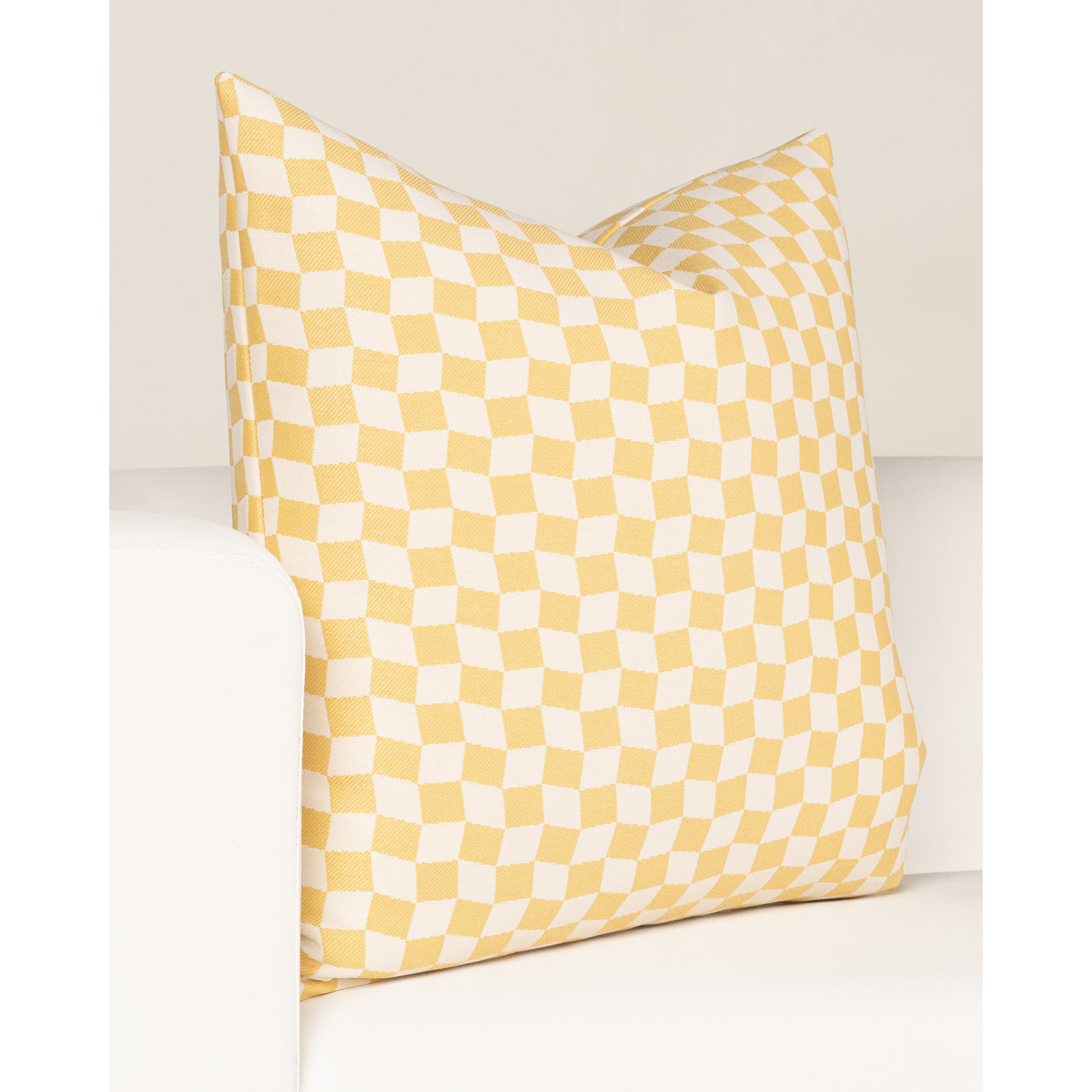 Roni Throw Pillow, Polyester, Yellow Geometric 2, Square 20"
