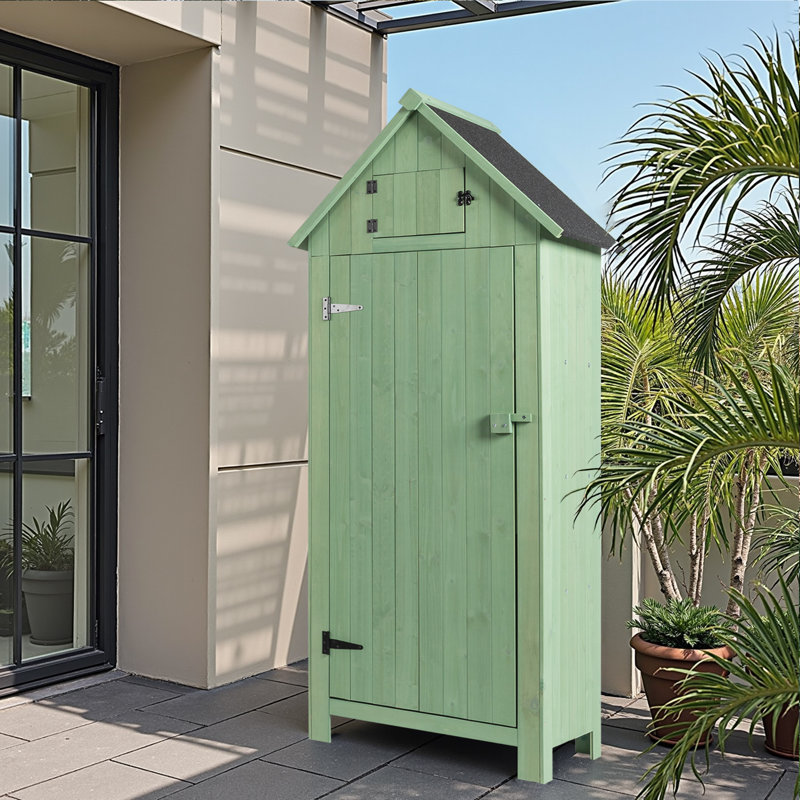 Fir 5.9 ft. W x 2.5 ft. D Solid Wood Storage Shed, Green