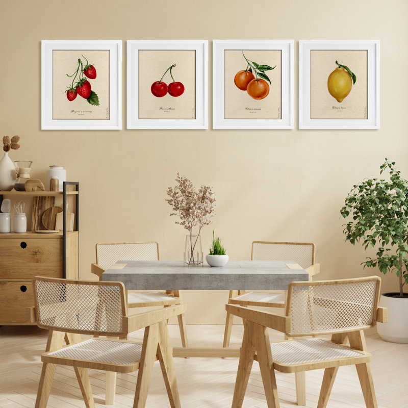 «Vintage Fruit Portraits», ensemble de 4 impressions encadrées sous verre, design par Danielle Murray, H 16 po x l 13 po