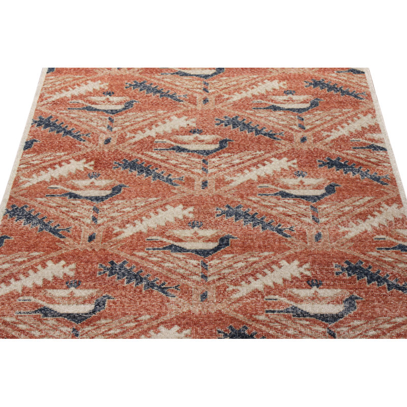 Distressed Homage Hand Knotted Wool Geometric Area Rug, Runner 3' x 12'